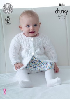 King Cole 4848 Matinee Coat, Angel Top, Cardigan and Blanket in Baby Soft Chunky (leaflet)