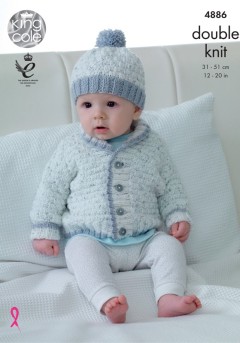 King Cole 4886 Jacket, Cardigan, Matinee Coat and Hat in Smarty DK and Big Value Baby DK (downloadable PDF)