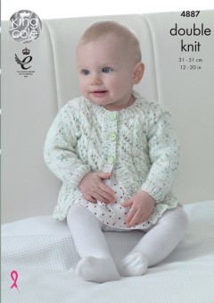 King Cole 4887 Matinee Coat, Cardigans and Hat in Smarty DK and Big Value Baby DK (downloadable PDF)
