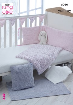 King Cole 5060 Cot Bumper, Cot Cover, Blanket/ Rug, Cushion and Bunting in Yummy (downloadable PDF)