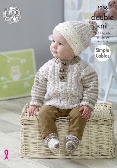 King Cole 5086 Blanket, Sweaters, Hats and Socks in Cherish DK and Cherished DK (leaflet)