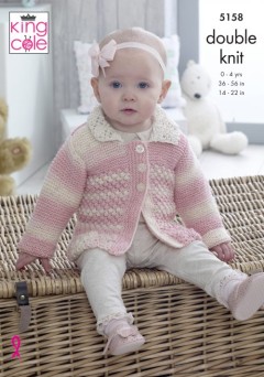 King Cole 5158 Sweater with Hood, Angel Top and Jacket in Drifter for Baby DK & Cottonsoft DK (leaflet)