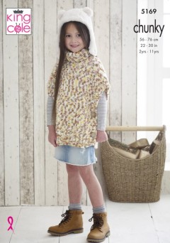 King Cole 5169 Ponchos and Hat in Comfort Chunky & Comfort Multi Chunky (downloadable PDF)