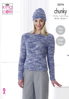 King Cole 5274 Sweater, Slipover and Hat in Big Value Tonal Chunky (leaflet)