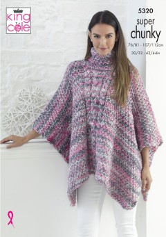 King Cole 5320 Tabard, Hat, Scarf and Cowl in Big Value Super Chunky Tints (downloadable PDF)