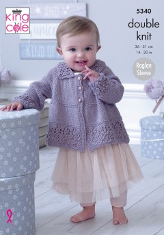 King Cole 5340 Matinee Jacket, Hat, Shoes and Blanket in Finesse Cotton Silk DK (downloadable PDF)