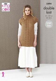 King Cole 5494 Ladies Poncho and Tunic in Natural Alpaca DK (leaflet)