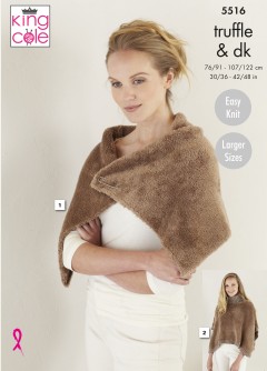 King Cole 5516 Wrap, Poncho and Tabard in Truffle and Merino Blend DK (leaflet)