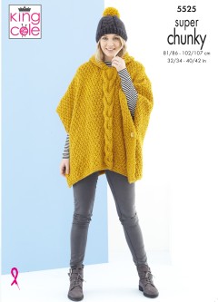 King Cole 5525 Ponchos and Hat in Timeless Super Chunky (downloadable PDF)