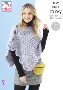 King Cole 5529 Ladies Poncho and Shawl in Timeless Super Chunky (downloadable PDF)