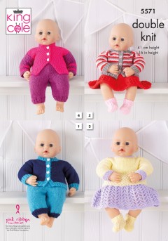 King Cole 5571 Dolls Clothes in Dollymix DK (leaflet)