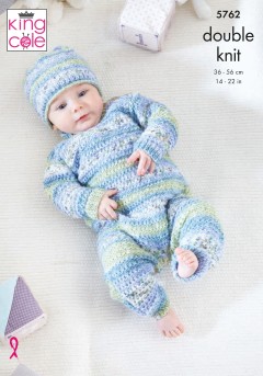 King Cole 5762 Onesie, Hat, & Sleeping Bag in Baby Splash DK (leaflet)