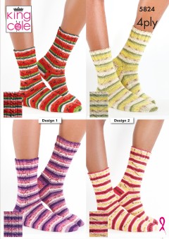 King Cole 5824 Girls & Ladies Socks in Footsie 4 Ply (downloadable PDF)