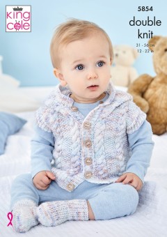 King Cole 5854 Jacket, Gilet, Sweater and Socks in Little Treasures DK (downloadable PDF)