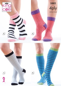 King Cole 5882 Socks in Cotton Socks 4 Ply (downloadable PDF)