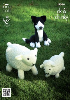 King Cole 9010 Sheep, Lamb and Sheepdog Toys in Cuddles Chunky (leaflet)