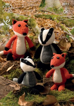 King Cole 9011 Mother and Baby - Fox and Badger in Merino Blend DK (downloadable PDF)