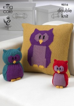 King Cole 9016 Owl Collection Toy, Doorstop & Cushion in Merino Blend DK (leaflet)