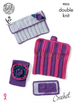 King Cole 9033 Crochet Hook Roll and Accessories Set in Smooth DK (leaflet)