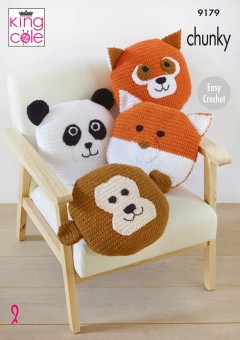 King Cole 9179 Animal Cushion Covers in Big Value Chunky (leaflet)