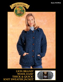 Lion Brand 1198A - Knit Sweater Jacket in Wool-Ease Thick & Quick (downloadable PDF)