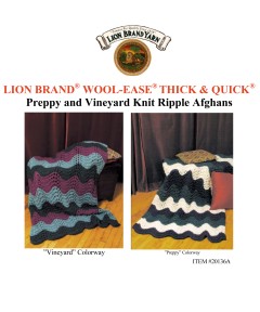 Lion Brand 20136A - Preppy and Vineyard Knit Ripple Afghan in Wool-Ease Thick & Quick (downloadable PDF)