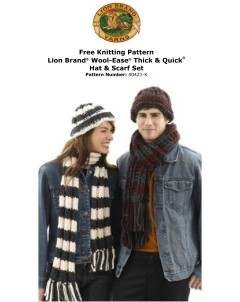 Lion Brand 40421-K - Hat & Scarf Set in Wool-Ease Thick & Quick (downloadable PDF)