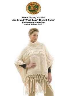 Lion Brand 40490 - Fishermans Poncho in Wool-Ease Thick & Quick (downloadable PDF)