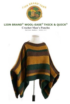 Lion Brand 40493-2-C - Crochet Man's Poncho in Wool-Ease Thick & Quick (downloadable PDF)