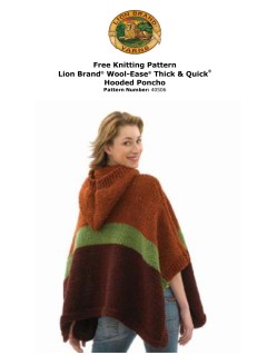 Lion Brand 40506 - Hooded Poncho in Wool-Ease Thick & Quick (downloadable PDF)