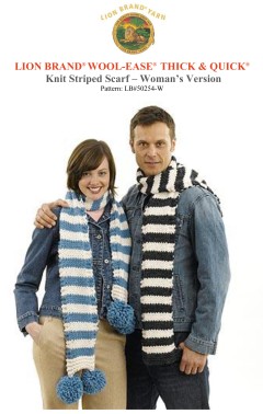 Lion Brand 50254-W - Womens Knit Striped Scarf in Wool-Ease Thick & Quick (downloadable PDF)