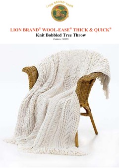 Lion Brand 50258 - Knit Bobbled Tree Throw in Wool-Ease Thick & Quick (downloadable PDF)