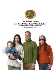 Lion Brand 50328 - Family of Cabled Sweaters in Wool-Ease Thick & Quick (downloadable PDF)