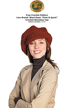 Lion Brand 50768 - Crochet Newsboy Cap in Wool-Ease Thick & Quick (downloadable PDF)