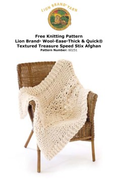 Lion Brand 60251 - Textured Treasure Speed Stix Afghan in Wool-Ease Thick & Quick (downloadable PDF)