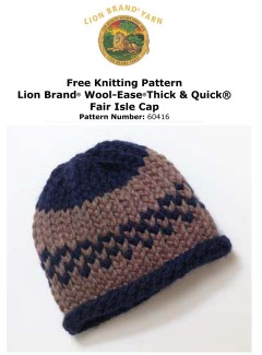 Lion Brand 60416 - Loom-Knit Fair Isle Cap in Wool-Ease Thick & Quick (downloadable PDF)