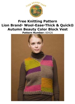 Lion Brand 60426 - Autumn Beauty Colour Block Vest in Wool-Ease Thick & Quick (downloadable PDF)