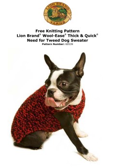 Lion Brand 60539 - Need for Tweed Dog Sweater in Wool-Ease Thick & Quick (downloadable PDF)