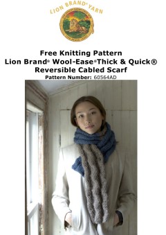 Lion Brand 60564AD - Reversible Cabled Scarf in Wool-Ease Thick & Quick (downloadable PDF)