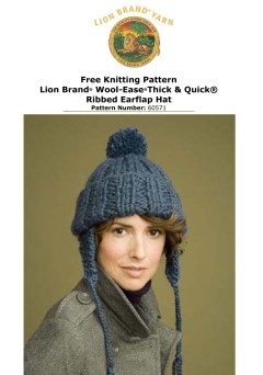 Lion Brand 60571 - Ribbed Earflap Hat in Wool-Ease Thick & Quick (downloadable PDF)