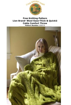 Lion Brand 60607A - Cable Comfort Throw in Wool-Ease Thick & Quick (downloadable PDF)