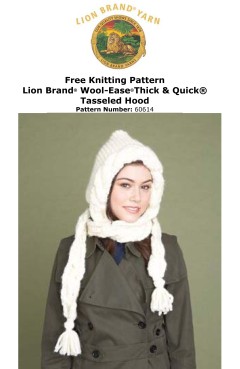 Lion Brand 60614 - Tasseled Hood in Wool-Ease Thick & Quick (downloadable PDF)