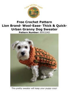 Lion Brand 80932AD - Urban Granny Dog Sweater in Wool-Ease Thick & Quick (downloadable PDF)
