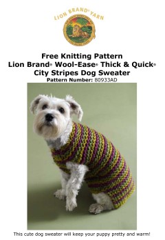 Lion Brand 80933AD - City Stripes Dog Sweater in Wool-Ease Thick & Quick (downloadable PDF)