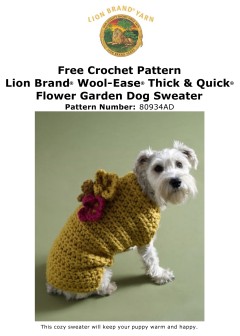 Lion Brand 80934AD - Flower Garden Dog Sweater in Wool-Ease Thick & Quick (downloadable PDF)