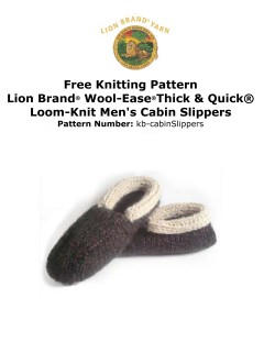 Lion Brand - Loom-Knit Men's Cabin Slippers in Wool-Ease Thick & Quick (downloadable PDF)