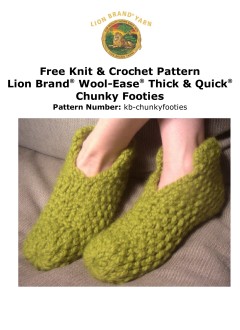 Lion Brand - Loom-Knit Chunky Footies in Wool-Ease Thick & Quick (downloadable PDF)