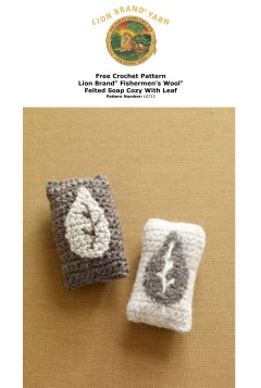 Lion Brand L0713 - Felted Soap Cozy with Leaf in Fishermens Wool (downloadable PDF)