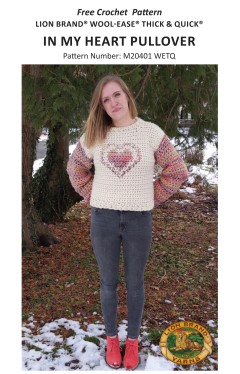 Lion Brand M20401 - In My Heart Pullover in Wool-Ease Thick & Quick (downloadable PDF)