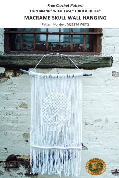 Lion Brand M21194 - Macrame Skull Wall Hanging in Wool-Ease Thick & Quick (downloadable PDF)